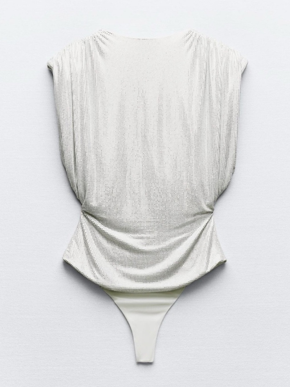 ✅ NWT ZARA Gorgeous JEWEL SHOULDER PADDED Silver Gray BODYSUIT size S - Picture 4 of 16